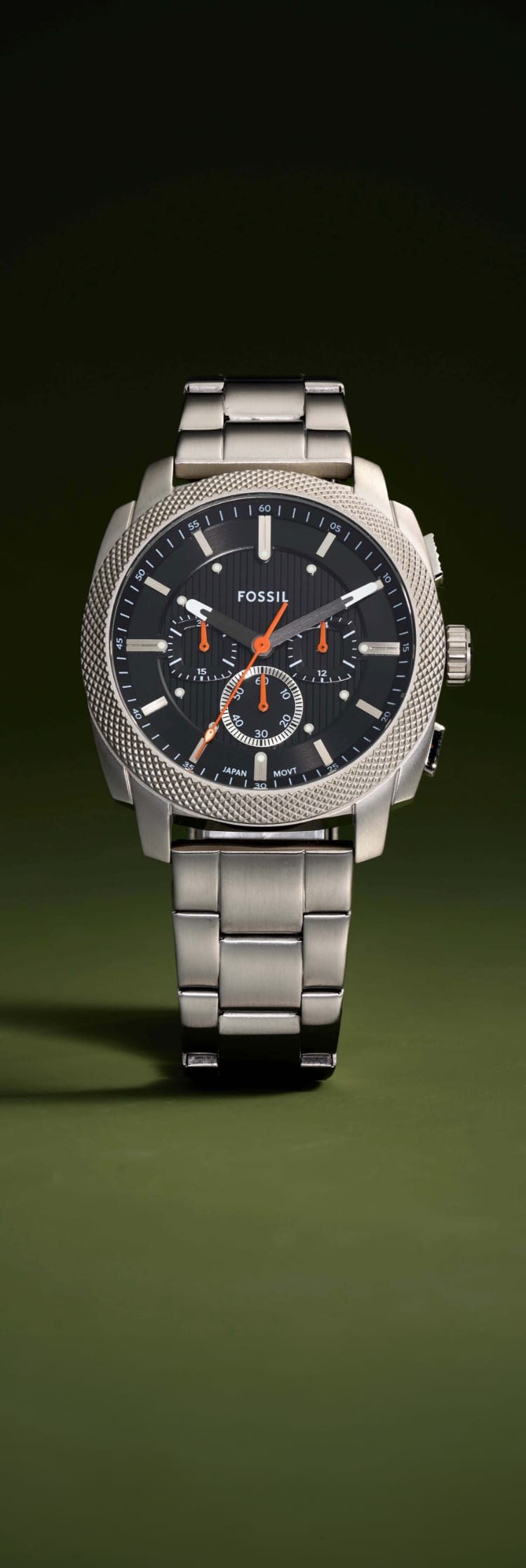 The silver-tone Machine Chronograph with orange accents.