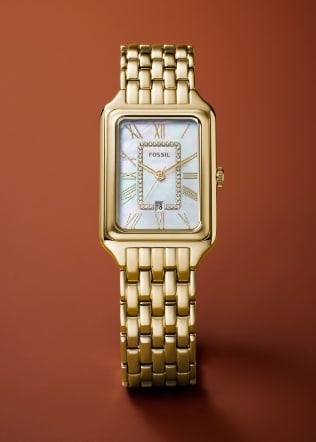 The gold-tone Raquel watch.