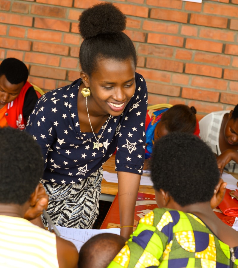 A young woman teaching