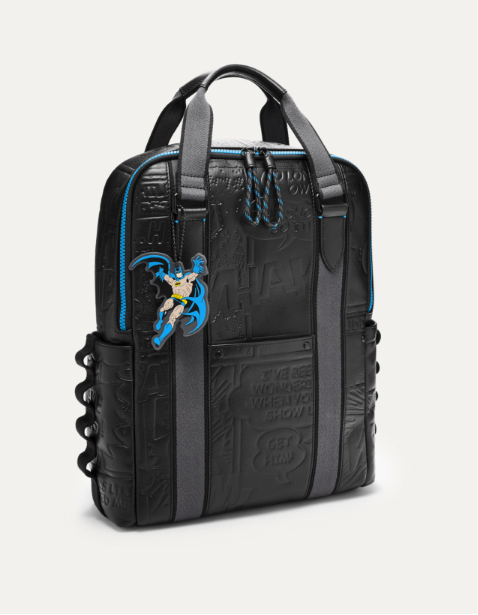 Batman Tasche aus schwarzem Leder.