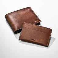 Men's brown leather wallets.