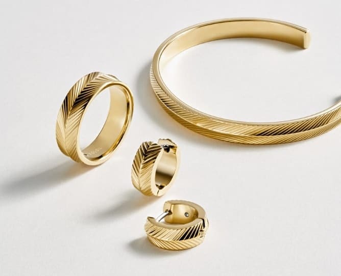 Women’s gold-tone jewellery collection.
