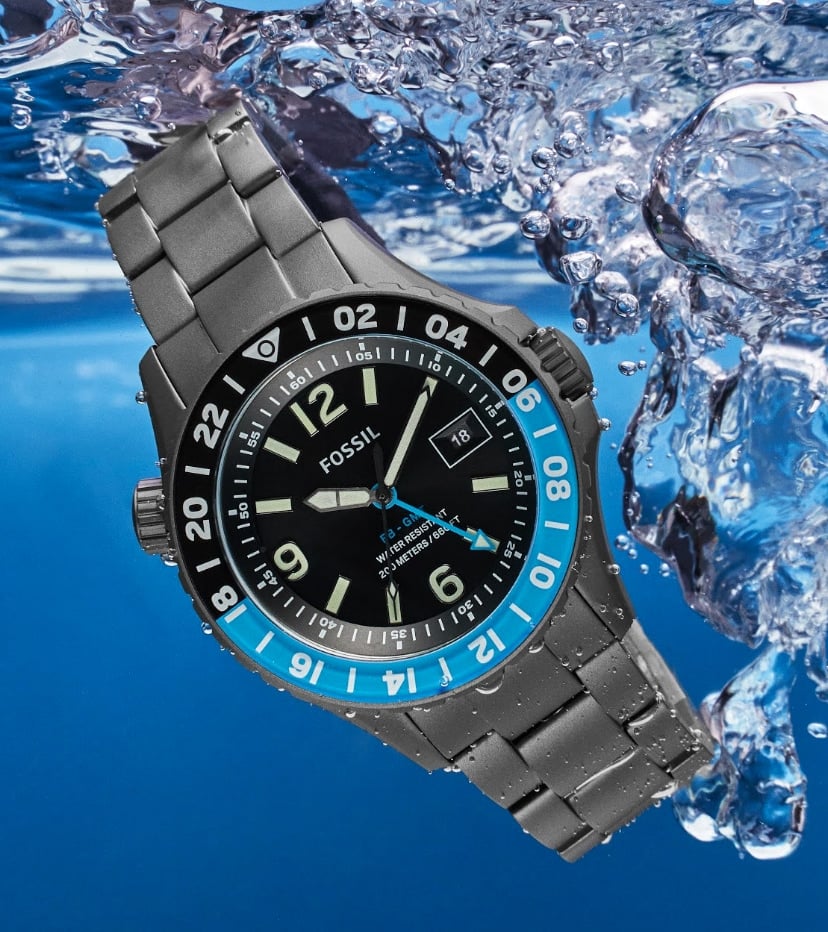 Uhr Fossil Blue GMT.