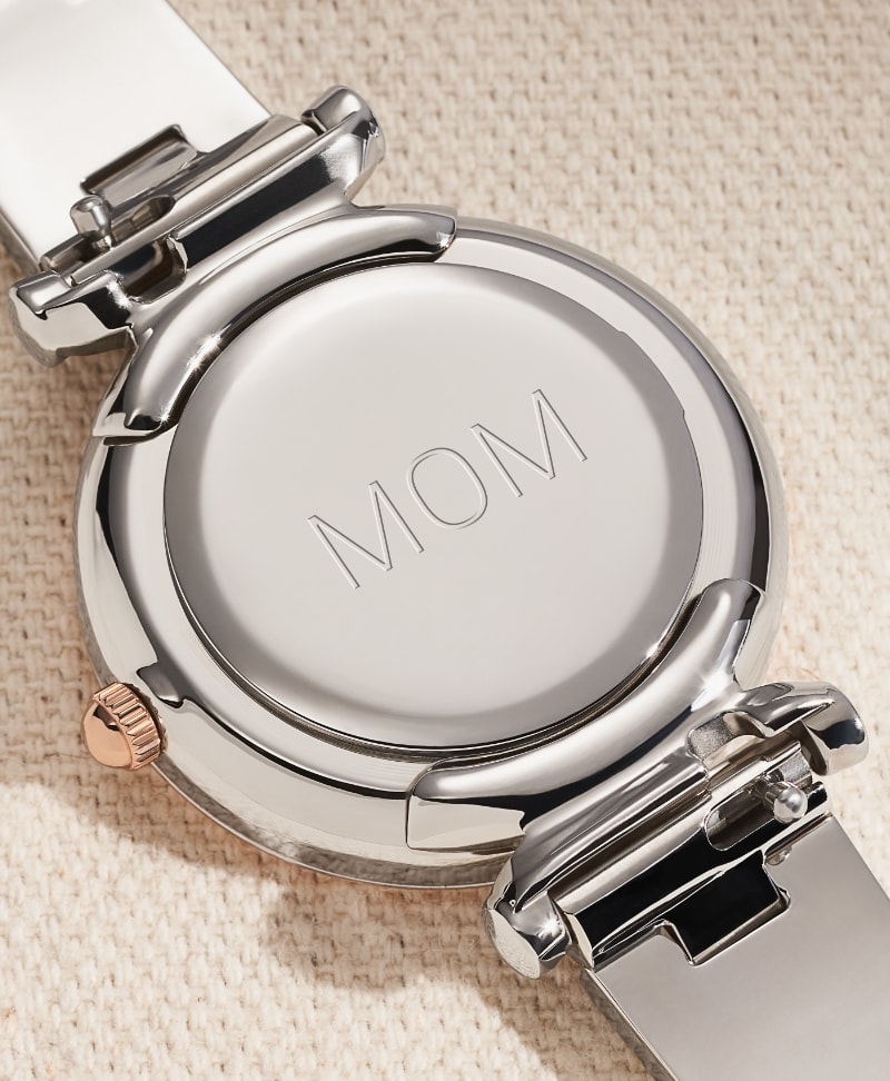 Two-tone Carlie watch engraved with Mum.