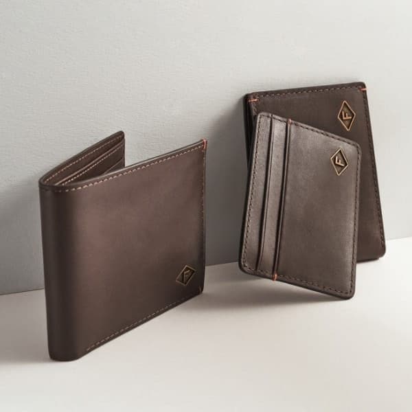 Leather wallets and card cases.