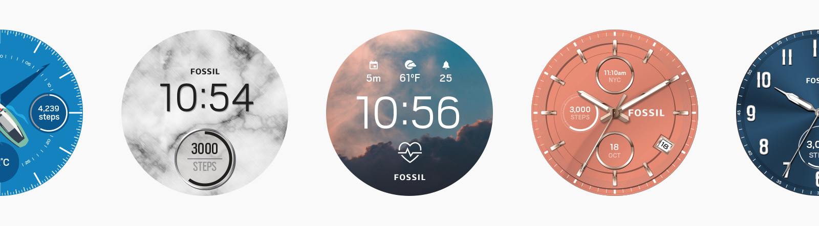 Various dials showing different background images and configurations.