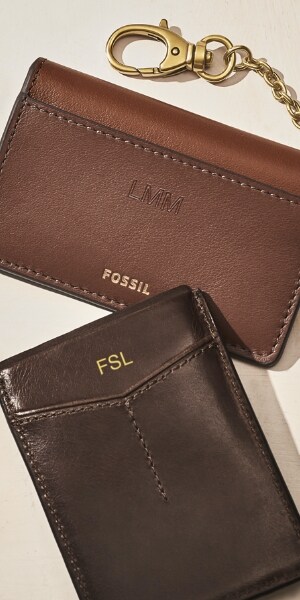 Personalised leather wallets.
