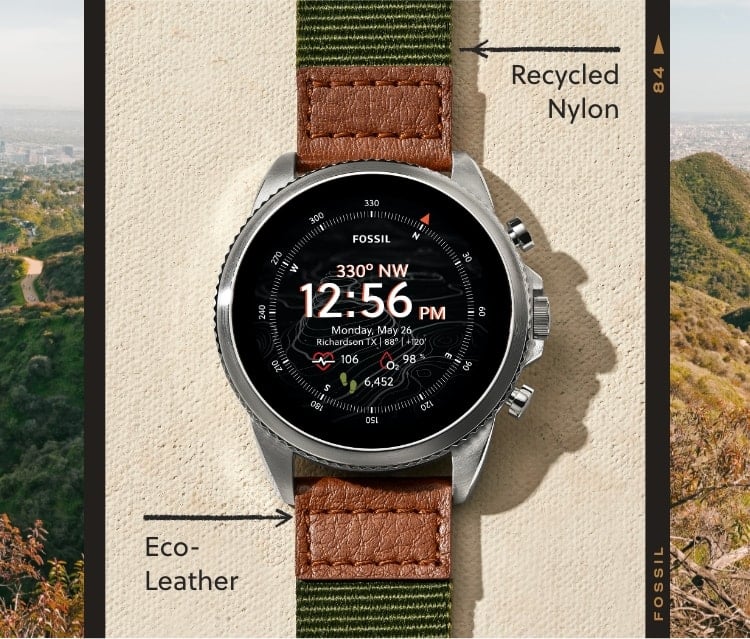 Gen 6 Smartwatch Venture Edition Olive Fabric and Leather - FTW4068 - Fossil