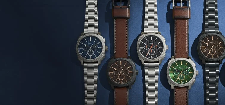 Die Fossil Uhr Machine in verschiedenen Stilen und Ausführungen gezeigt.