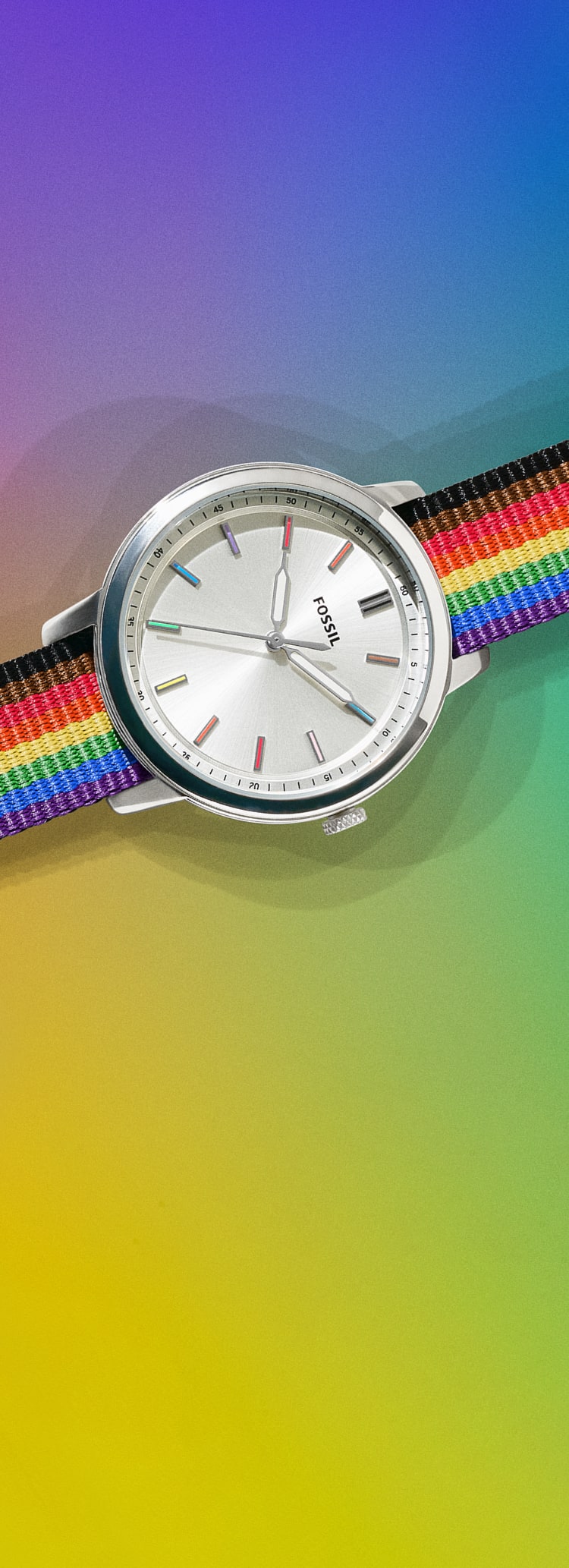 The Pride Watch case on a Philly Pride Flag strap.