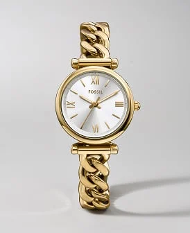 Abbildung einer goldfarbenen Uhr Carlie von Fossil