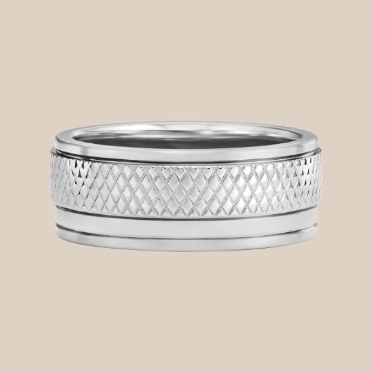 Men's silver-tone ring with black stone. 