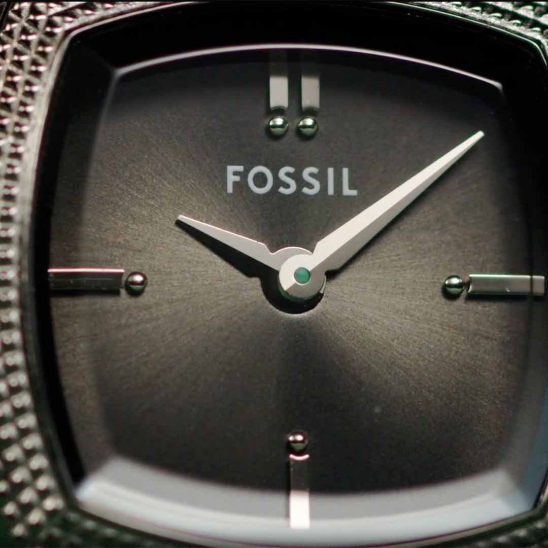 Nick Jonas x Fossil Machine Luxe Three-Hand Black Croco Leather