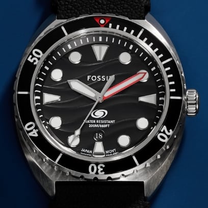 Black silicone Breaker Dive watch with a black dial. 