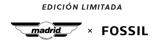 El logotipo combinado de Madrid x Fossil.