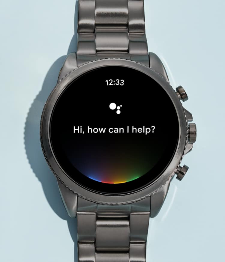 Smartwatch displaying Google Assistant