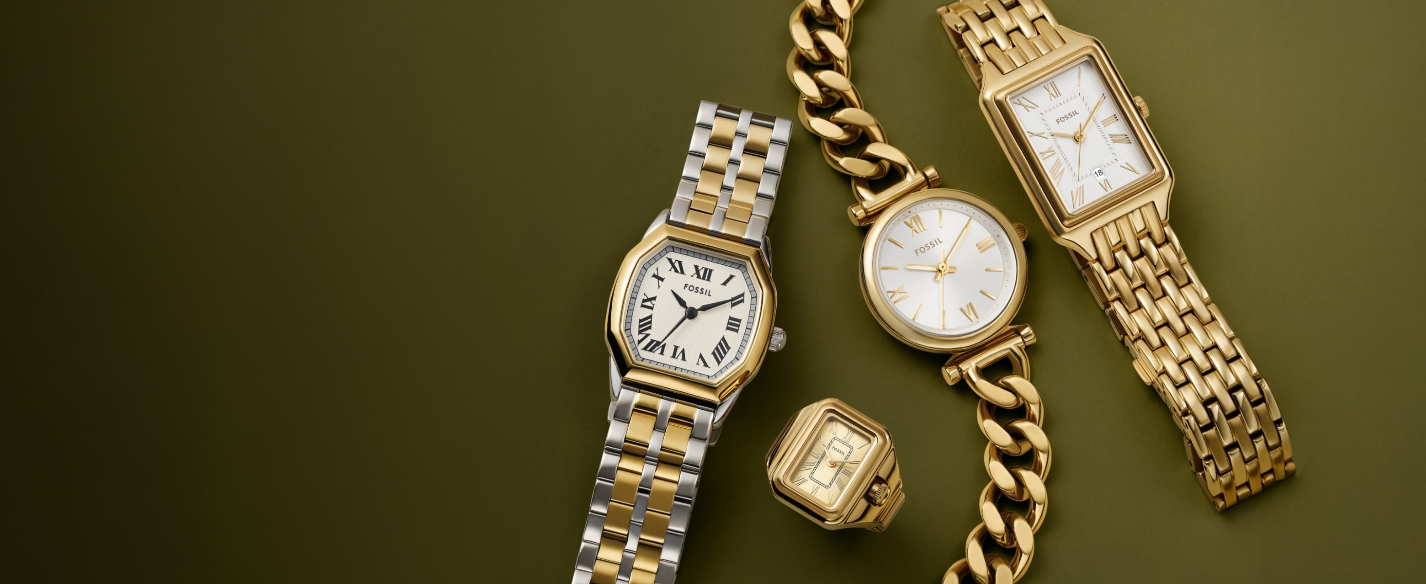 Harlow Watch Ring Two-Hand Gold-Tone Stainless Steel Watch