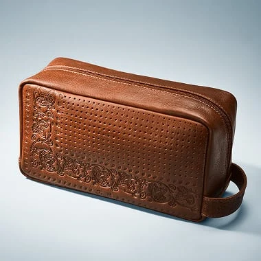 Mens leather shave kit.
