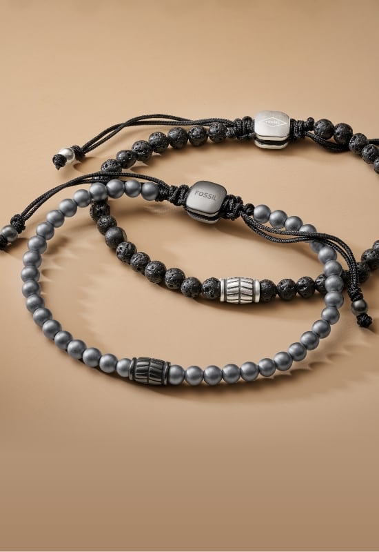 Two beaded men’s bracelets. 
