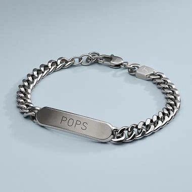 Silver ID chain bracelet.