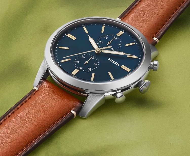 A brown leather watch