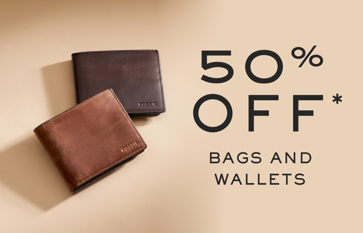 50 percent off bags and wallets
