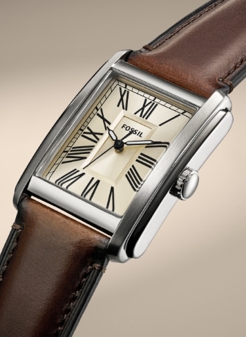The brown leather Carraway watch.