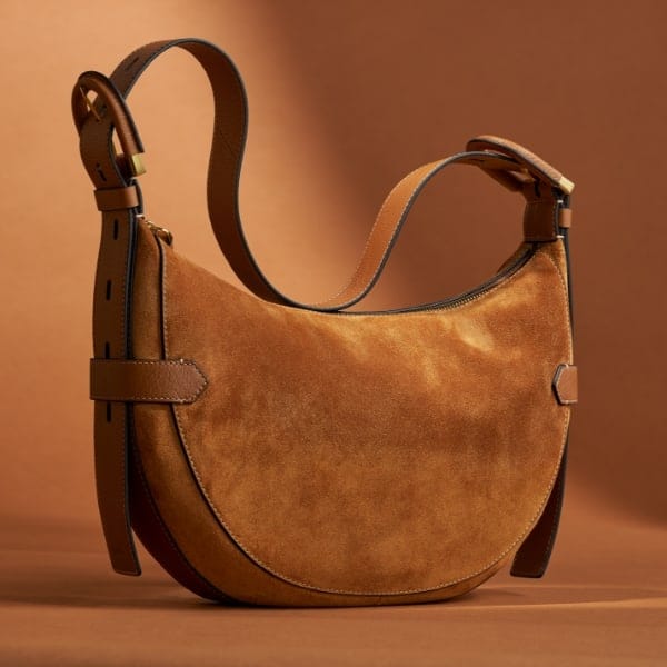 The brown suede Harwell handbag.