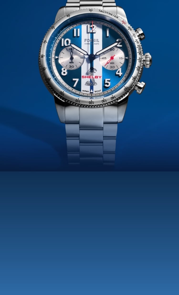 A men showing the Fossil Watches on his wrist and machine watch animation.