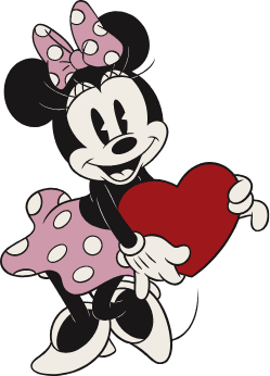 Minnie Mouse hands holding a red heart.