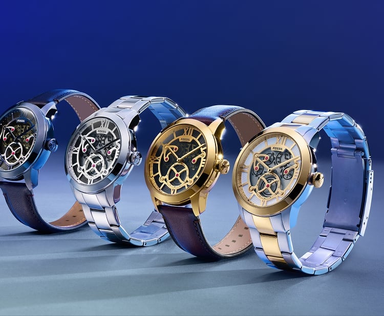 The Fossil Townsman Big Tic collection, shown in a range of styles and finishes.