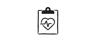 Clipboard with heart icon.