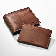 Two brown leather wallets.