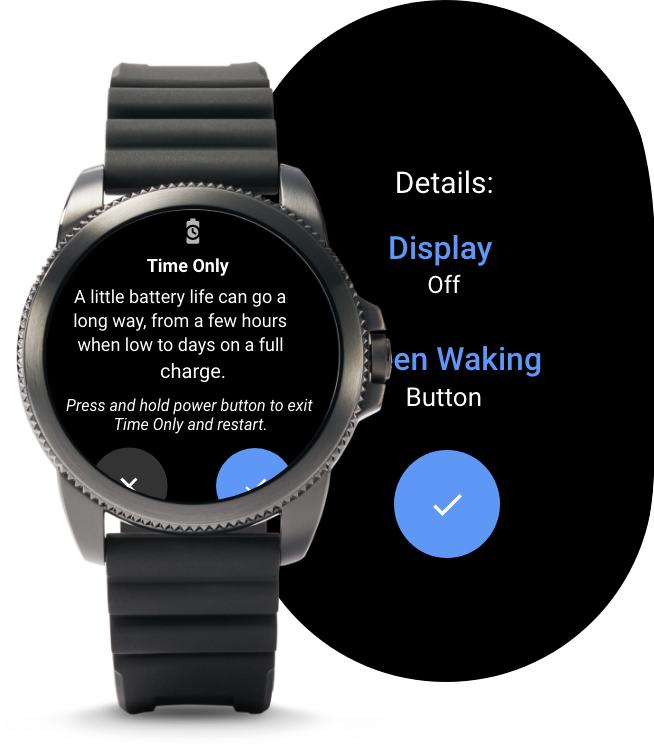 A Gen 5 LTE Smartwatch displaying different battery modes.