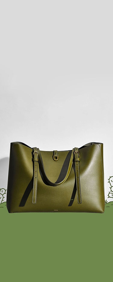 A Kier tote bag with cactus graphics. A Kier tote bag with cactus graphics.
