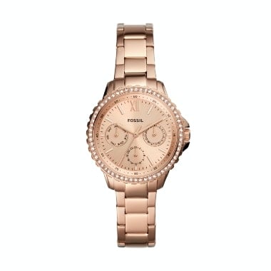 Une montre en acier inoxydable ton or rose pour femmes