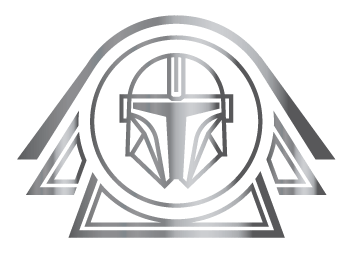 Ein illustriertes Symbol, das den Mandalorian darstellt.