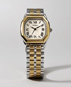 Abbildung einer zweifarbigen Uhr Harlow von Fossil