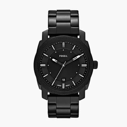 A men’s black stainless-steel watch
