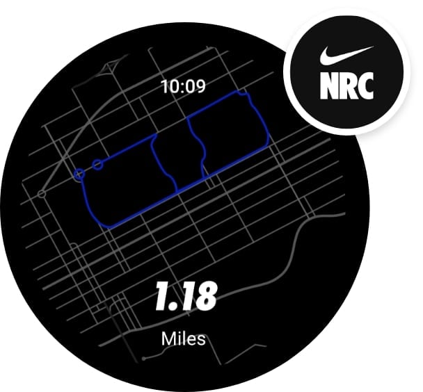 Nike Run Club dial with Nike logo