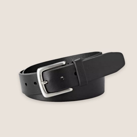 Men's black leather belt. 