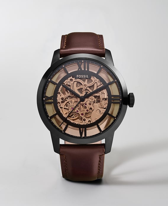 Image of a black and brown Fossil Townsman watch