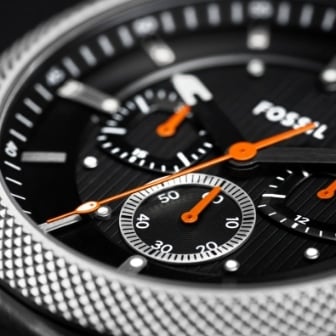 A silver-tone Sport Tourer watch with black dial. 