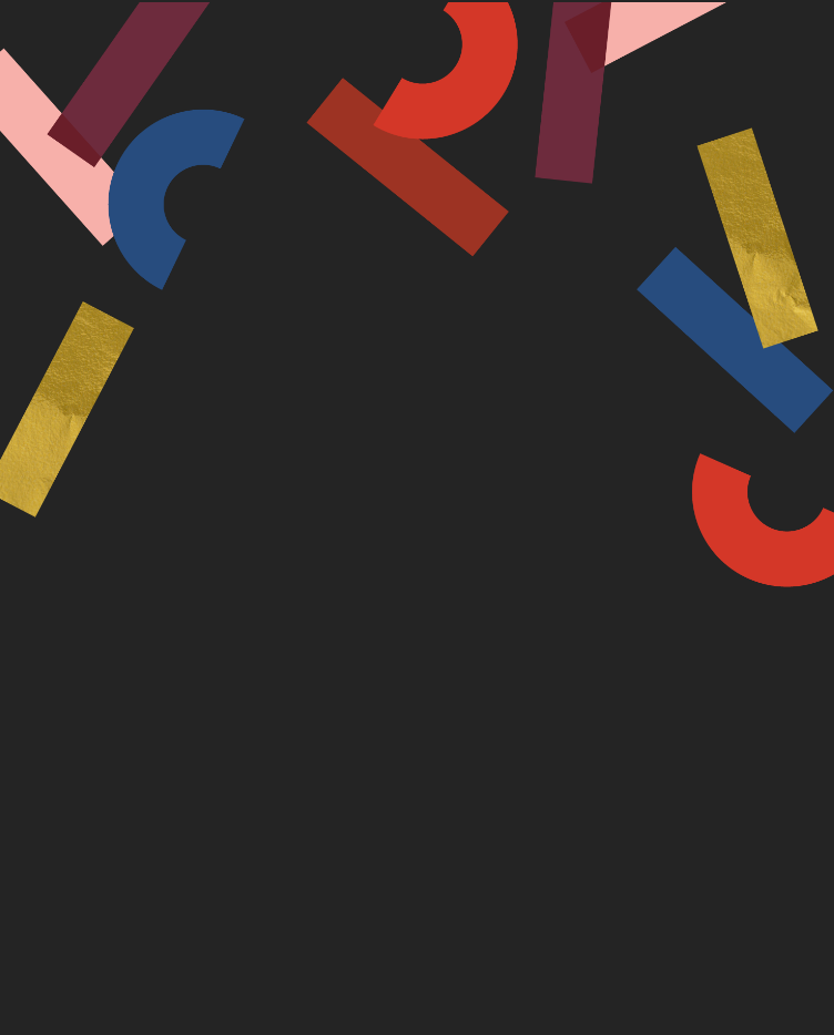 Black background with illustrated colorful confetti.