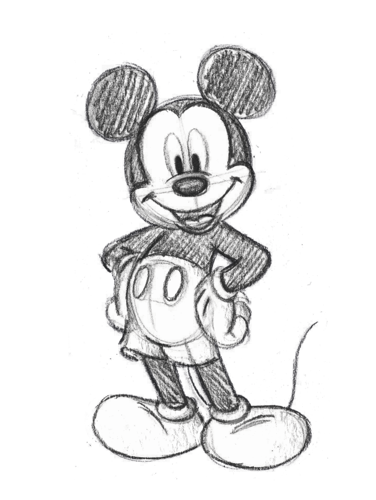 An animated GIF of Mickey Mouse peeking up, then sliding down a rope.