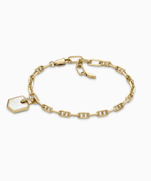 Un bracelet doré Fossil Heritage.