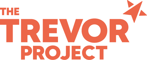 Logo The Trevor Project, avec un fond orange et un texte blanc.