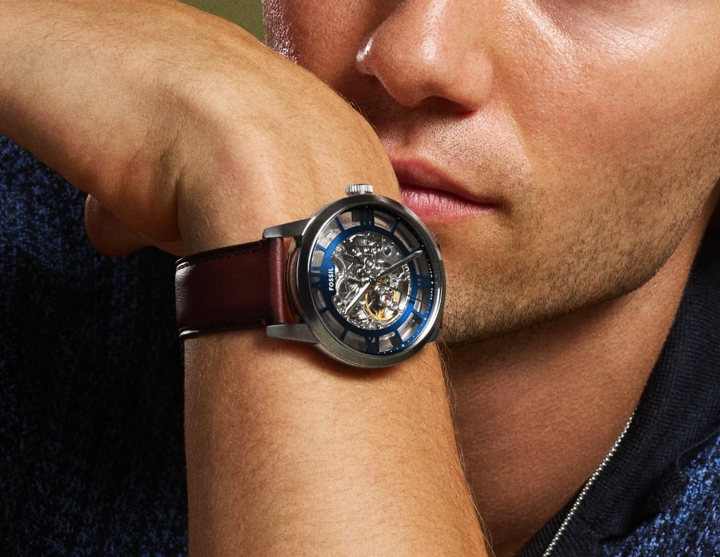 Townsman 48 mm Automatic Brown Leather Watch ME3155 Fossil