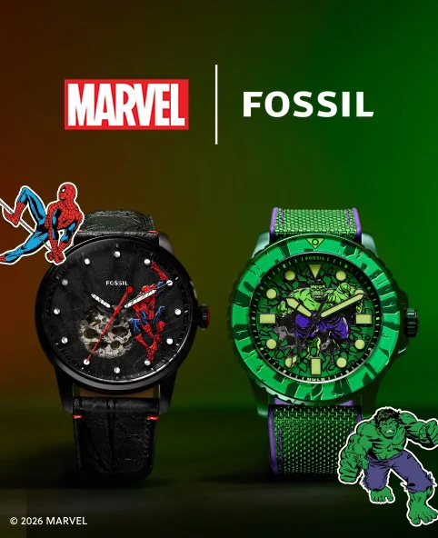 Limited-edition Spider-Man and The Incredible Hulk watches from the Fossil and Marvel collaboration.