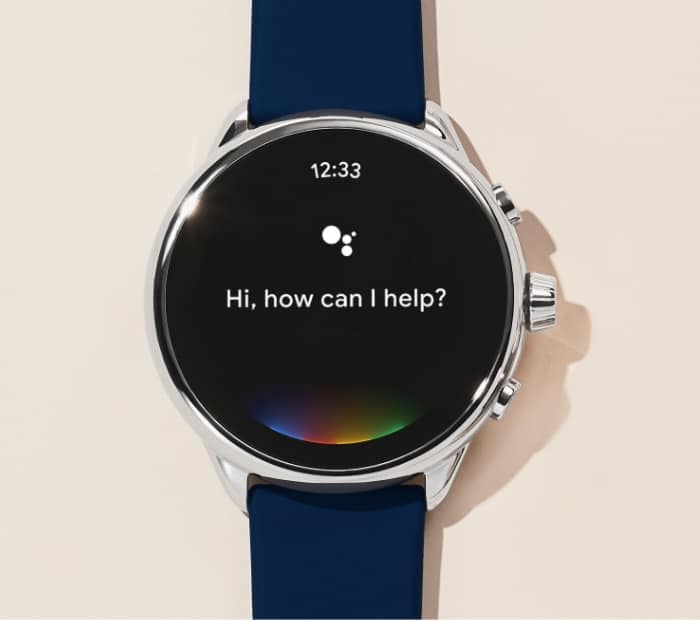 Smartwatch displaying Google Assistant